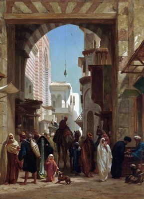 A camel in a crowded street, Cairo