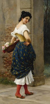 A Maiden with a Basket of Roses