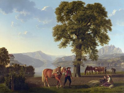 A Ploughman with his Horse, Lake Lucerne