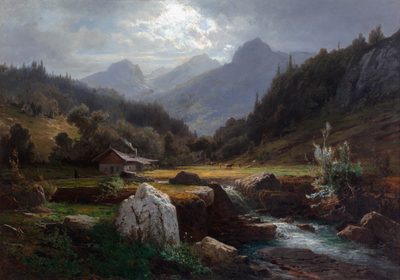 An Alpine Landscape with Cattle Grazing