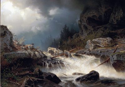 An eagle at a mountain torrent
