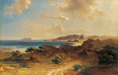 Beach at Estepona with a View of a Rock of Gibraltar