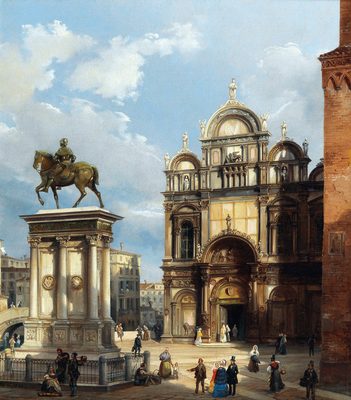 Campo Santi Giovanni e Paolo in Venice with the equestrian monument to Bartolomeo Colleoni and the Scuola Grande di San Marco in the background