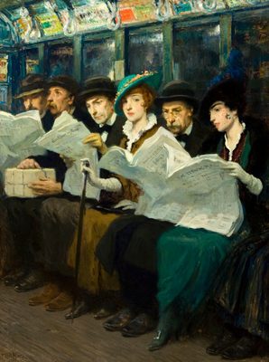 Evening News Subway Riders