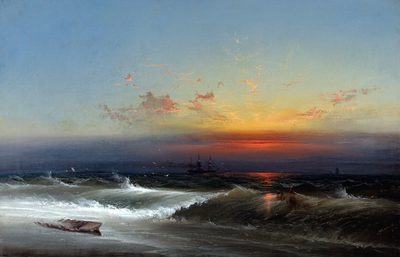 Evening on the Seashore (Sunset Breakers Philadelphia Harbor)