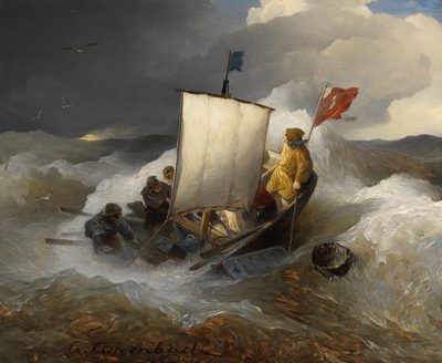 Fischerboot auf stürmischer See