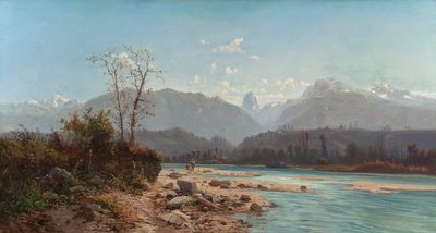 Fishing Scene in Savoy Mountains
