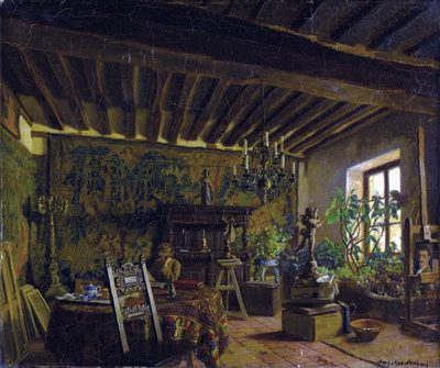 Frederick MacMonnies in his studio