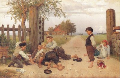 Grindslanten (boys fight over a coin thrown from a passing carriage)
