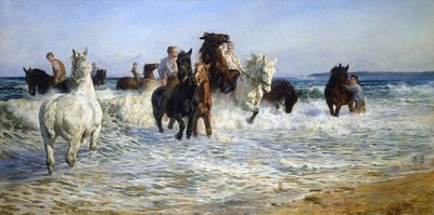 Horses Bathing in the Sea