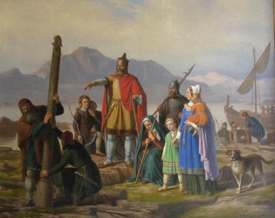 Ingolf tager Island i besiddelse (Ingolf settles Iceland)