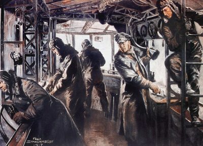 Interior of a zeppelin command gondola