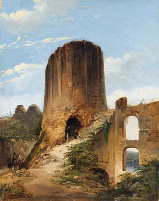 Jeune Artiste Peignant au Pied du Donjon de Château Gaillard