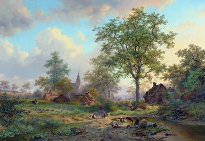 Landscape with herd and shepherd