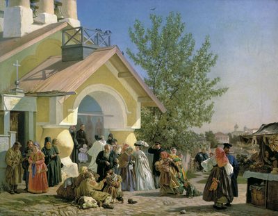 Leaving Church in Pskov