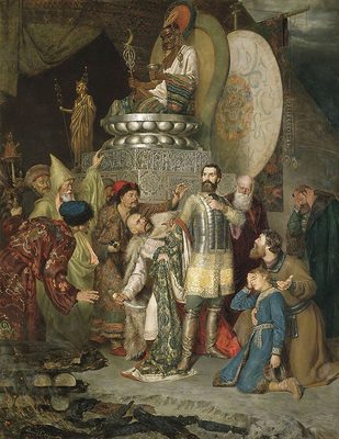 Michael of Chernigov at the camp of Batu Khan