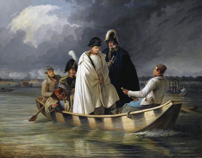 Napoleon Leaving the Lobau After the Defeat at the Battle of Aspern in 1809