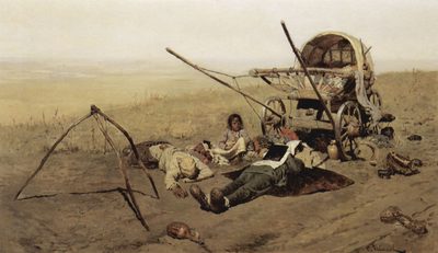 On the road. Death of a migrant