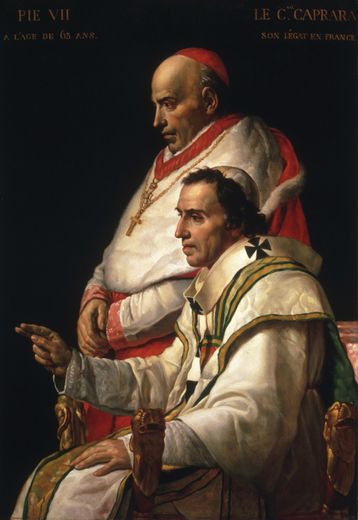 Portrait of Pope Pius VII and Cardinal Caprara
