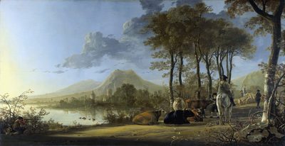River Landscape with Horseman and Peasants