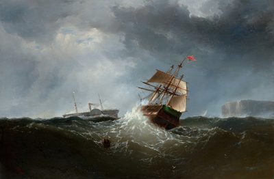 Shipping off the Coast in Stormy Sea, NY