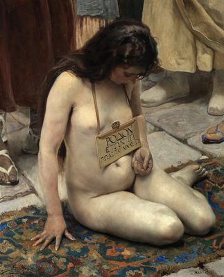 Slave for Sale (Sign in Greek reads.Rose of 18 years for sale for 800 coins.)