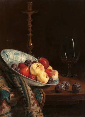 Still Life with Dutch Bowl and Purple Plums