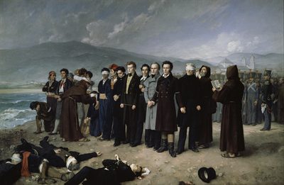 The Execution by Firing Squad of Torrijos and his Companions on the beach at Málaga (Spanish monarchist troops execute liberal rebels in 1831)