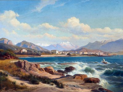 The Gulf of Ajaccio, Corsica, in the background the Monte d'Oro and the Monte Rotondo