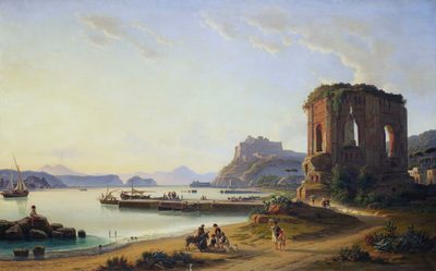 View across the Golfo di Pozzuolo with the old harbour and castle