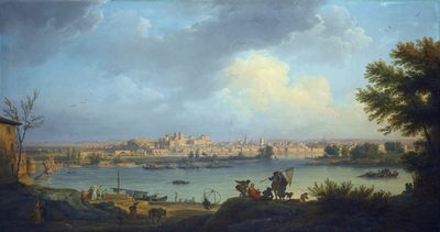 View of Avignon from the right bank of the Rhone near the Tour Philippe-le-Bel
