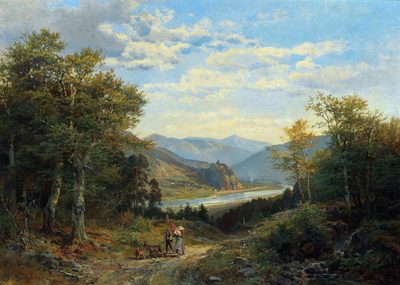 View of the Elbe Valley with the Bohemian Central Uplands and Strekov Castle in the background