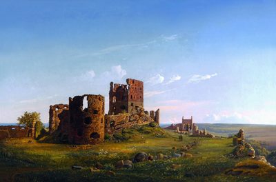 View of the ruined castle of Hammershus