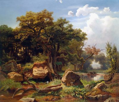Wetland Landscape with Stork