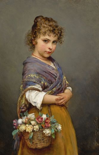Young Girl with a Basket of Flowers